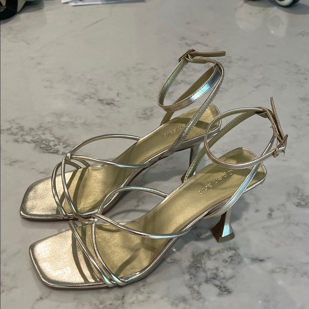 Gold Metallic Strappy Heels